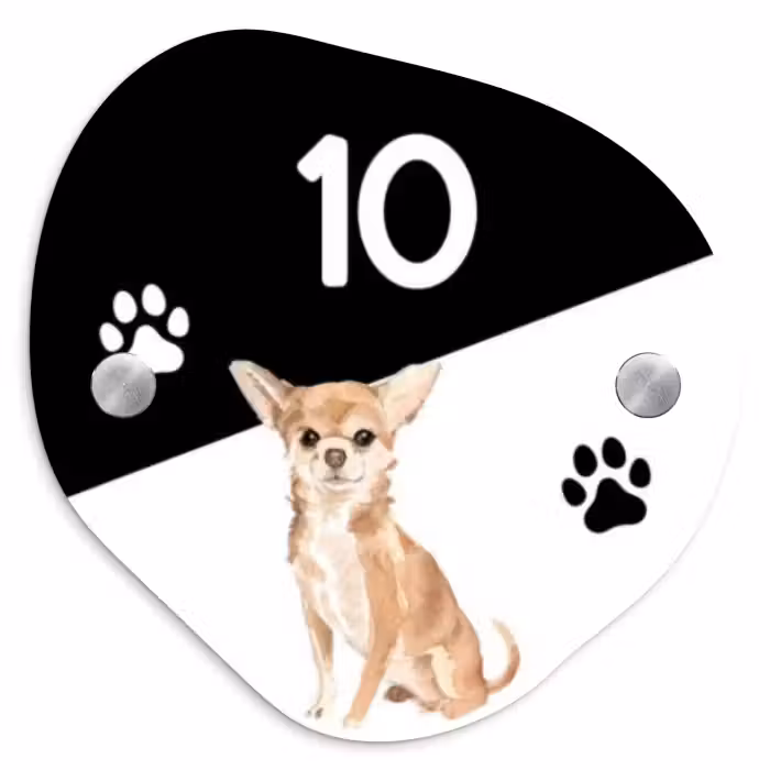 Naambordje voordeur - Organisch - Zwart wit - Huisdier - Chihuahua