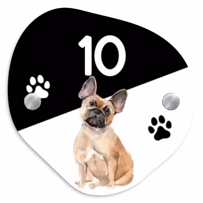 Naambordje voordeur - Organisch - Zwart wit - Huisdier - Franse bulldog