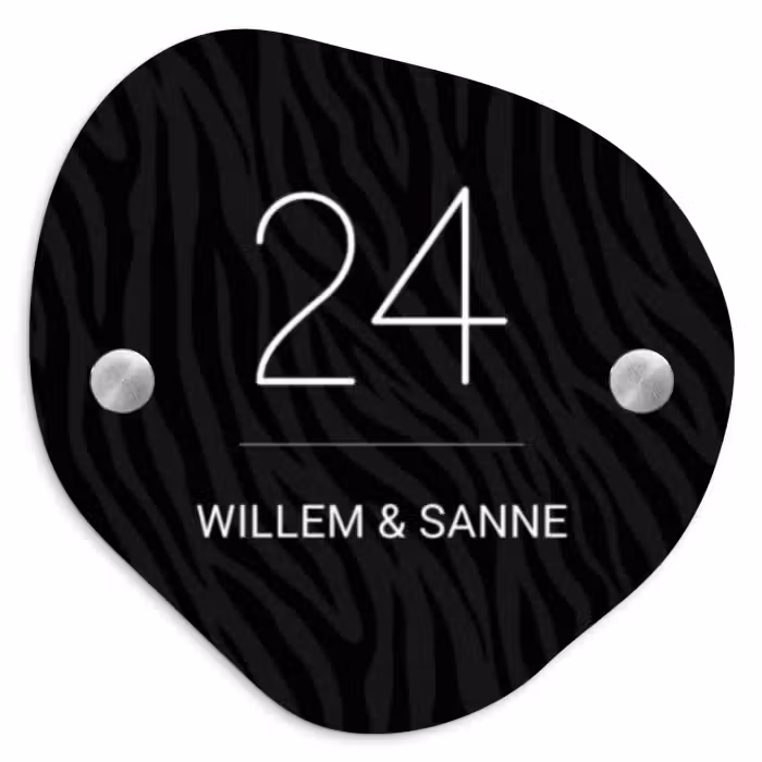 Naambordje voordeur - Organisch - Zwart zebraprint - Klassiek