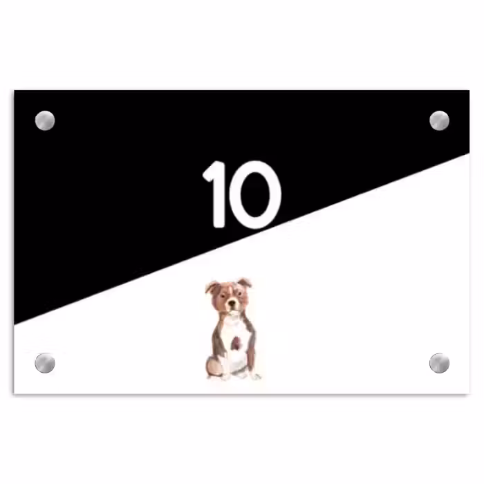 Naambordje voordeur - Rechthoek - Zwart wit - Huisdier - Staffordshire bullterriër