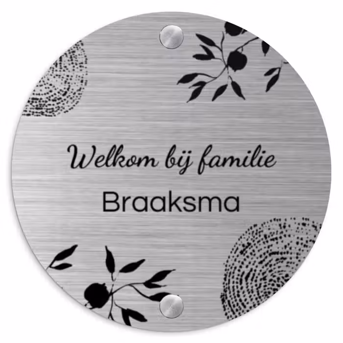 Naambordje voordeur - Rond - Illustraties - Metaal - Sierlijk