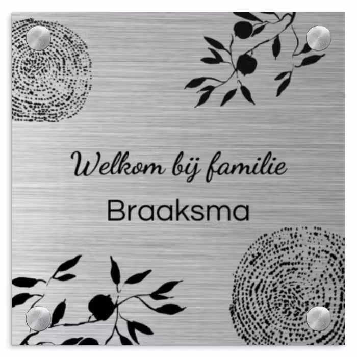 Naambordje voordeur - Vierkant - Illustraties - Metaal - Sierlijk