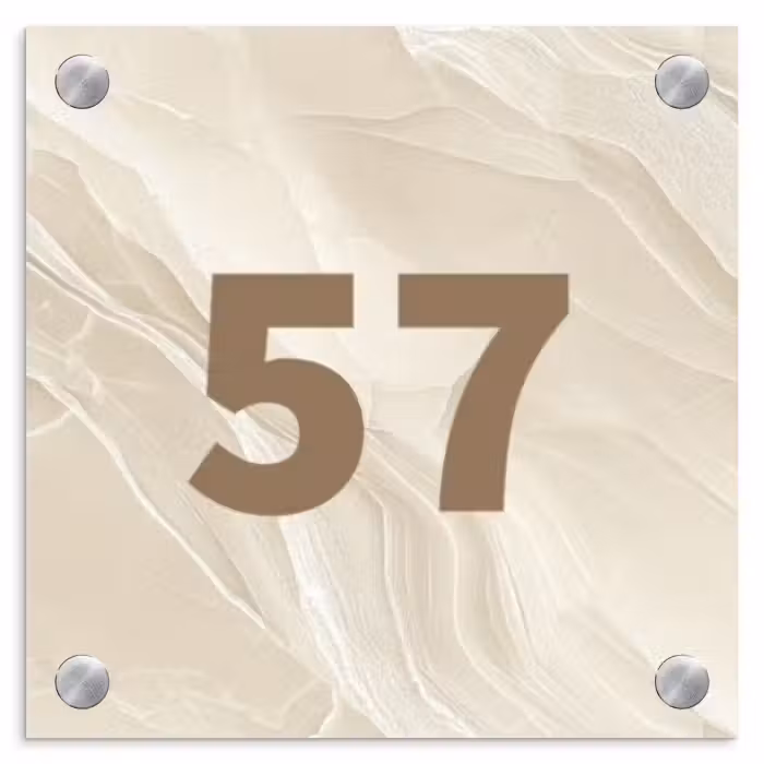 Naambordje voordeur - Vierkant -  Beige - Marmer - Traditioneel