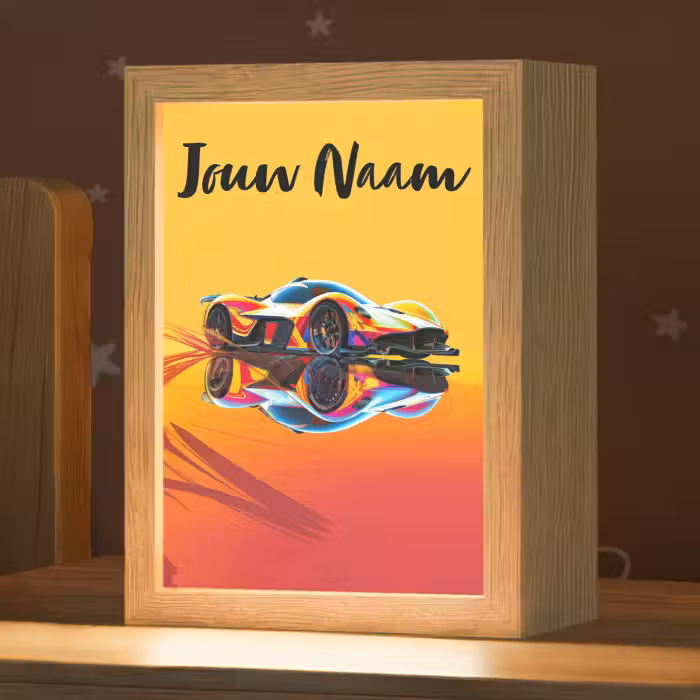Nachtlampje met naam - Auto - Race  - F1 - Jongens - Geel - Rood