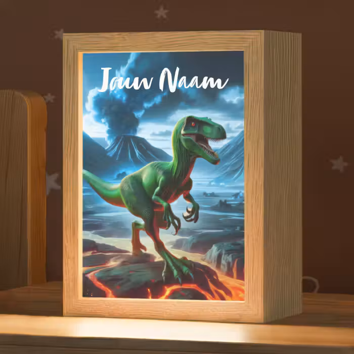 Nachtlampje met naam - Dino - Lava - Groen - Jongens