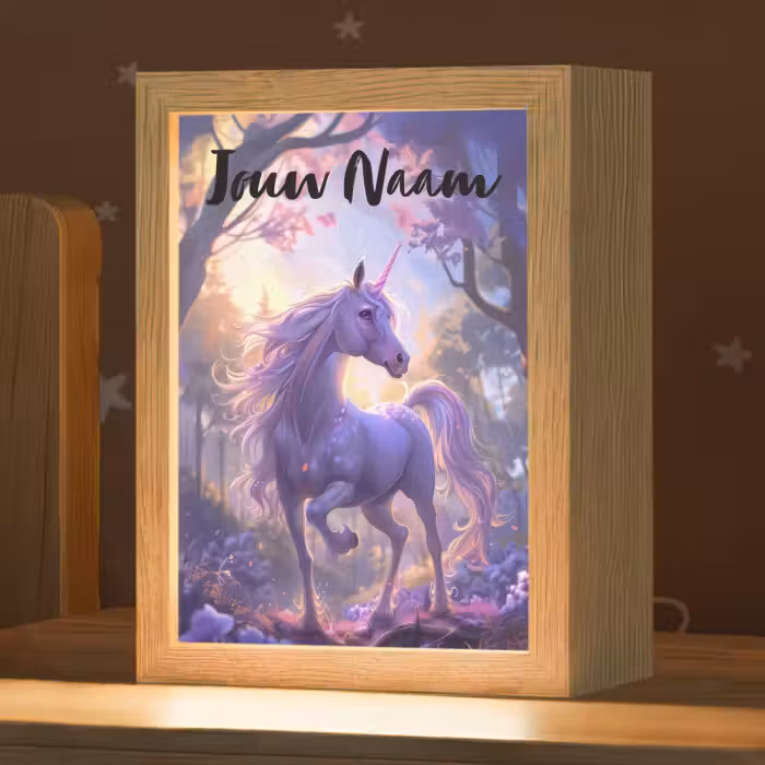 Nachtlampje met naam - Eenhoorn - Paars - Sprookje - Fantasy dier