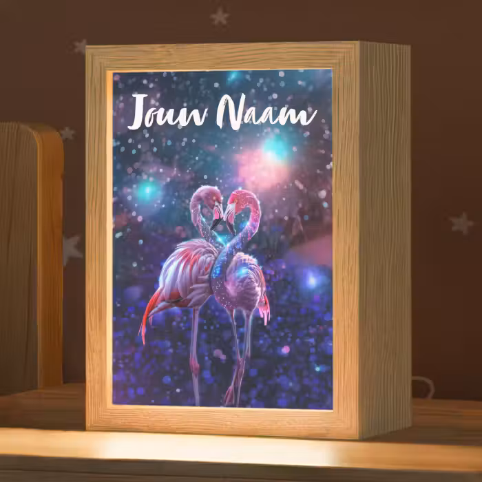 Nachtlampje met naam - Flamingo's - Dieren - Ruimte - Galaxy