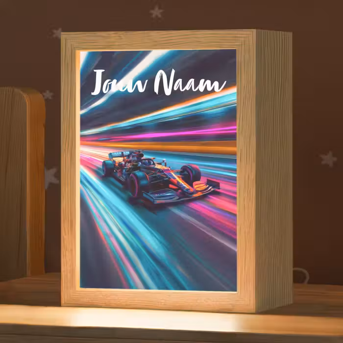 Nachtlampje met naam - Formule 1 - Auto - Race - Jongens - Kleurrijk