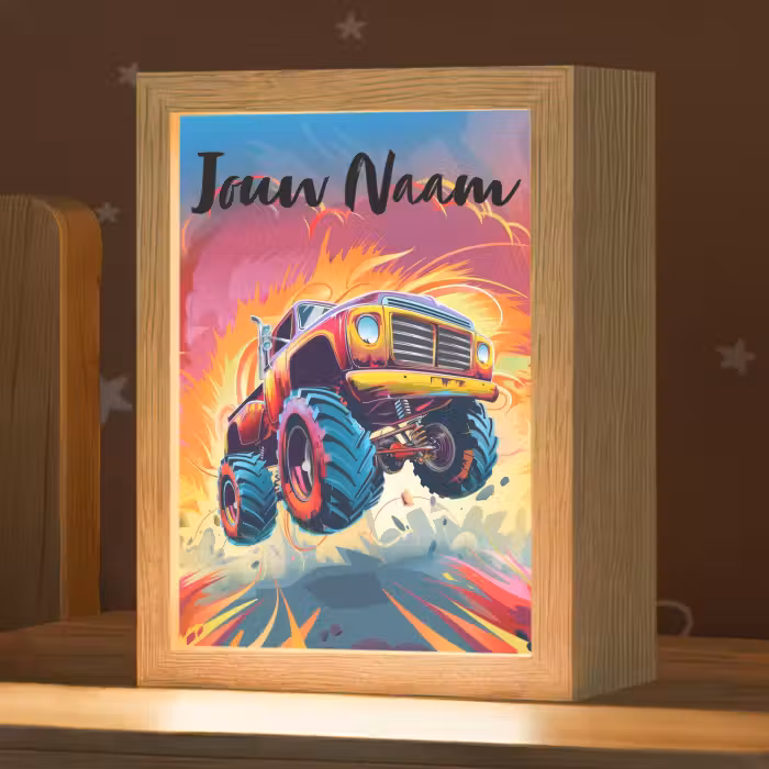 Nachtlampje met naam - Monstertruck - Auto - Jongens - Kleurrijk