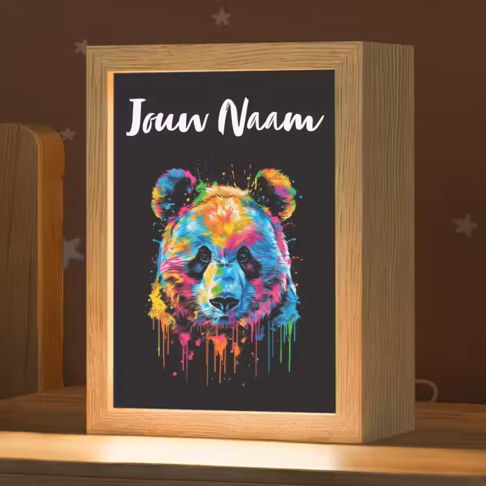Nachtlampje met naam - Panda - Dieren - Kleur - Verf - Zwart
