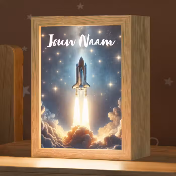 Nachtlampje met naam - Ruimtevaart - Raket - Space - Sterren