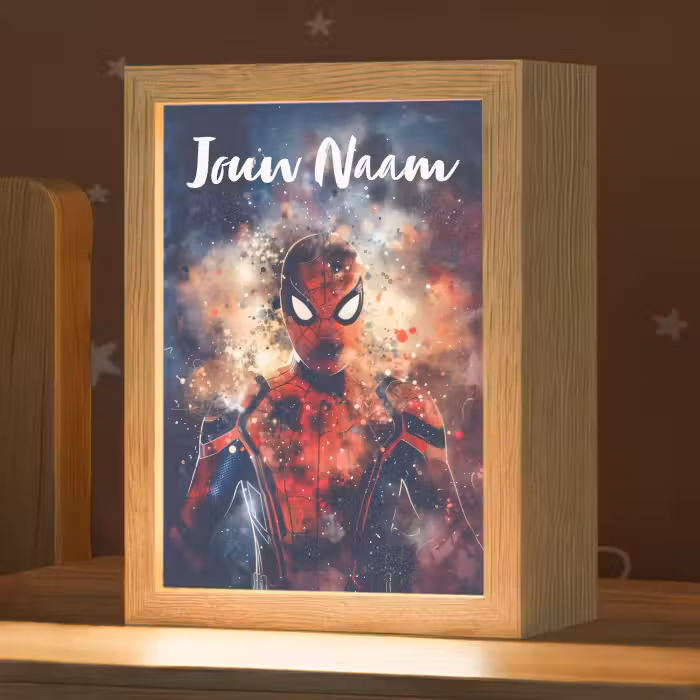 Nachtlampje met naam - Superheld - Jongens - Rook - Kleuren