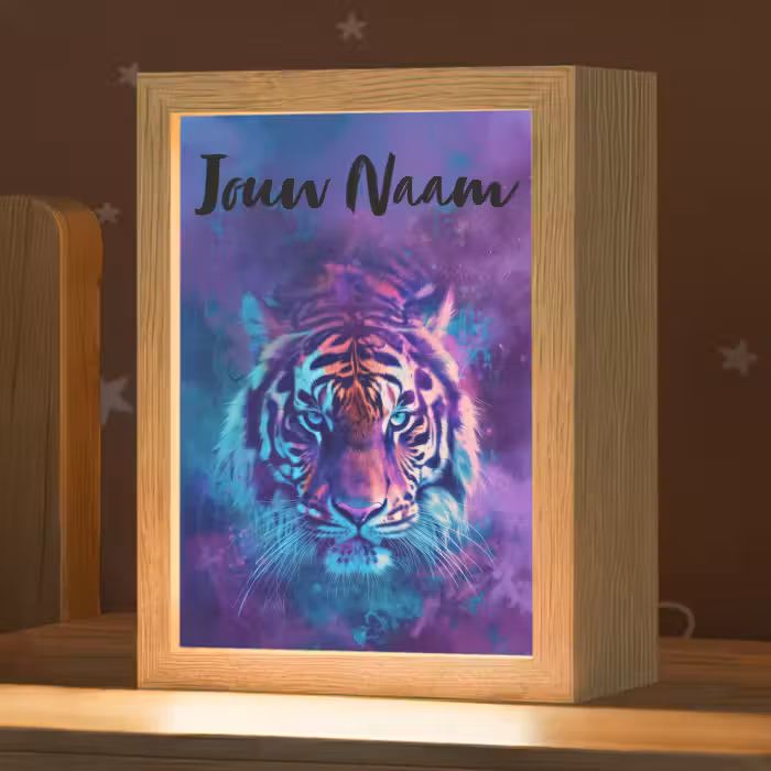 Nachtlampje met naam - Tijger - Kleurrijk - Rook - Dieren