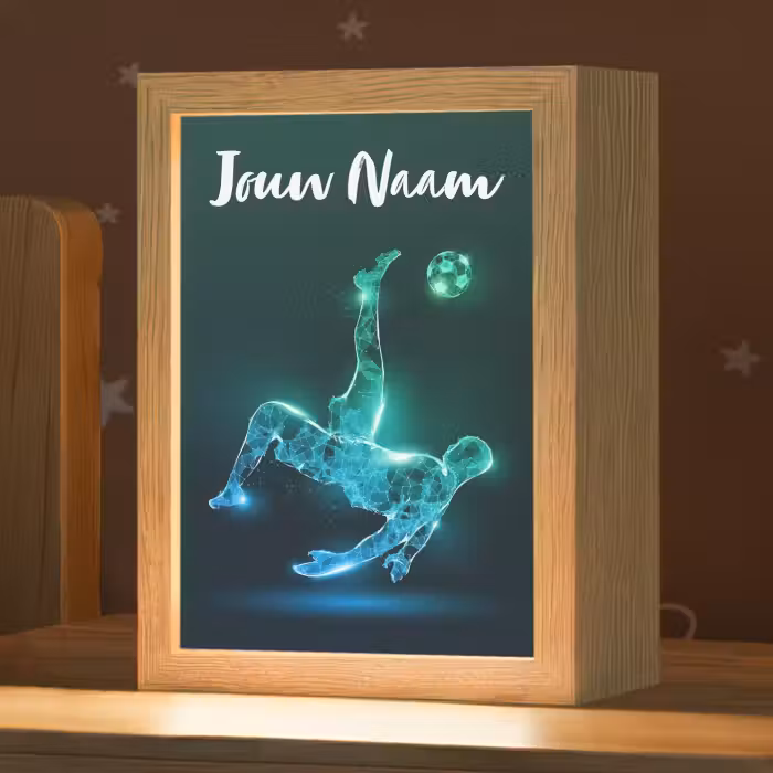 Nachtlampje met naam - Voetbal - Voetballer - Jongen - Zwart