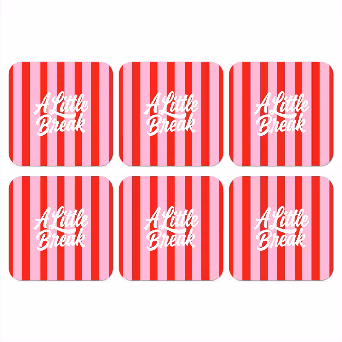 Onderzetter - A Little Break - Strepen - Rood - Roze