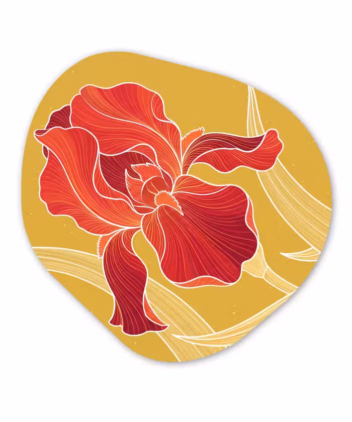 Organisch schilderij - Glas - Bloemen - Illustratie - Rood