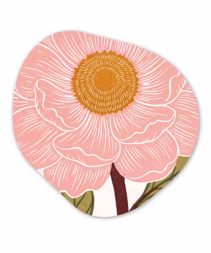 Organisch schilderij - Glas - Bloemen - Roze - Illustratie