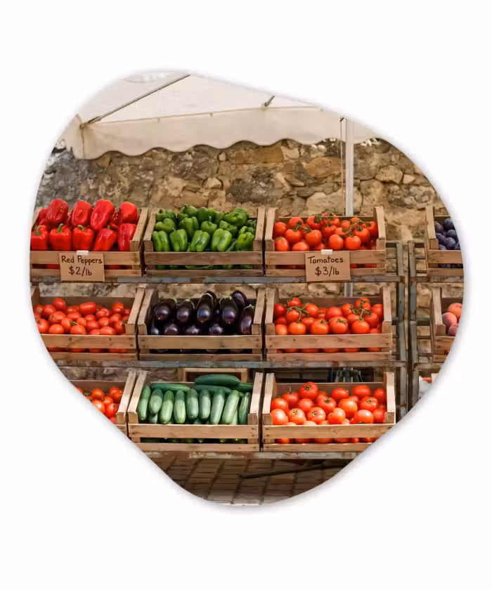 Organisch schilderij - Glas - Eten - Markt - Vers