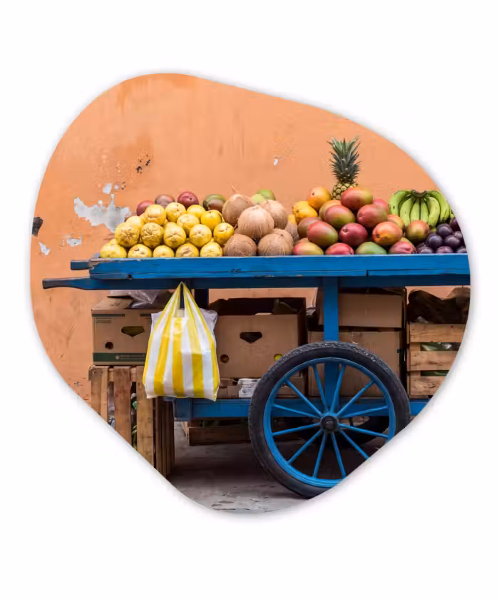 Organisch schilderij - Glas - Fruit - Kar - Straat
