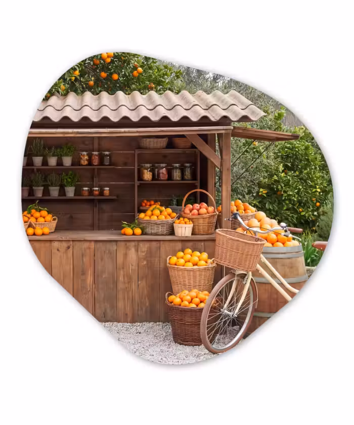 Organisch schilderij - Glas - Fruit - Markt - Landelijk