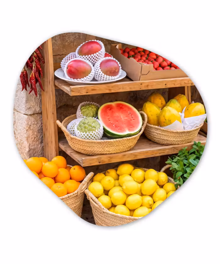 Organisch schilderij - Glas - Fruit - Markt - Vers