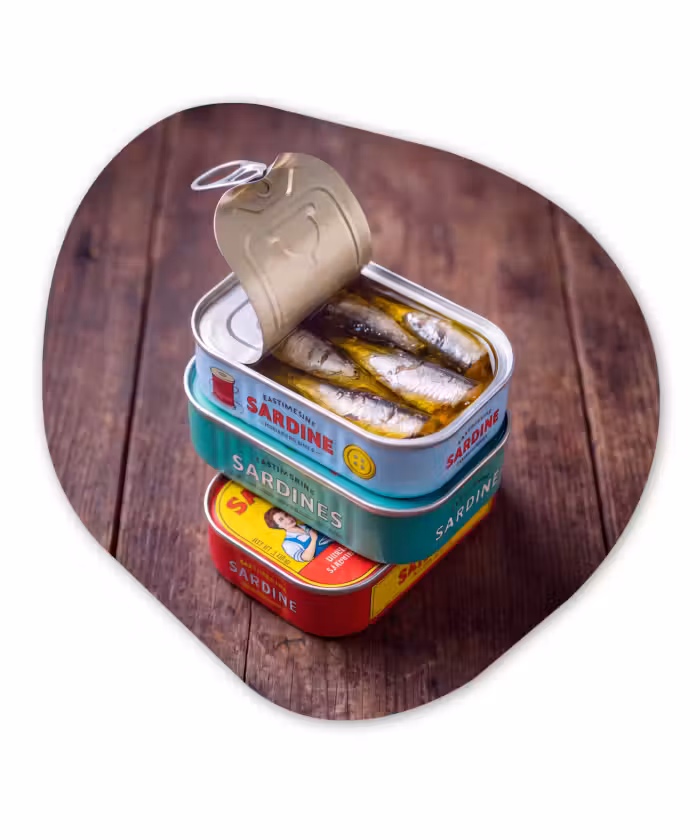 Organisch schilderij - Glas - Vis - Blikjes - Keuken