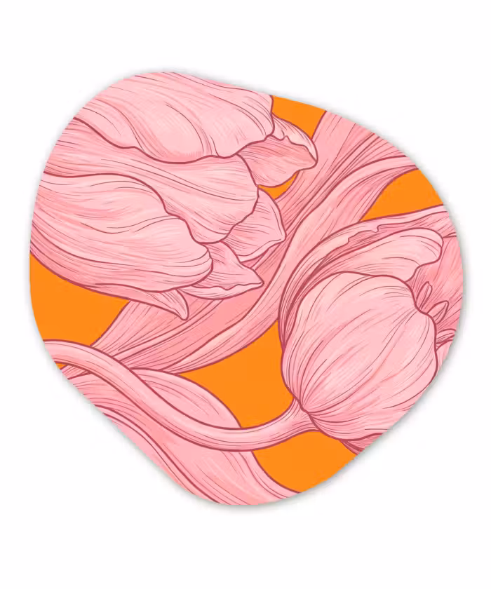 Organische vorm aluminium - Roze bloemen - Modern