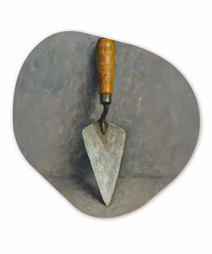 Organisch schilderij - Glas - Troffel - Verf - Gereedschap