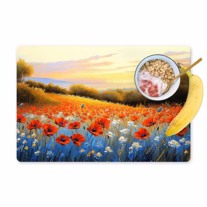 Placemat - 6 stuks - Klaproos - Bloemenveld - Kleurrijk