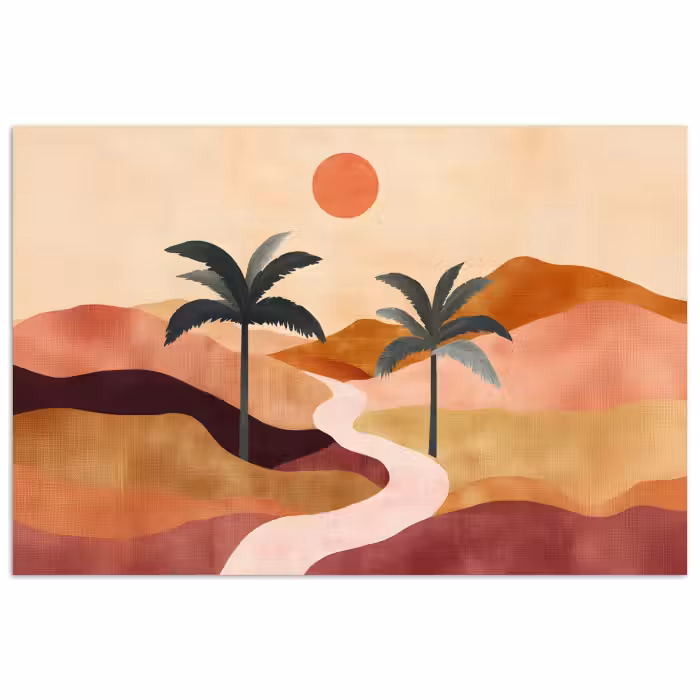 Poster - Heuvels - Palmbomen - Abstract