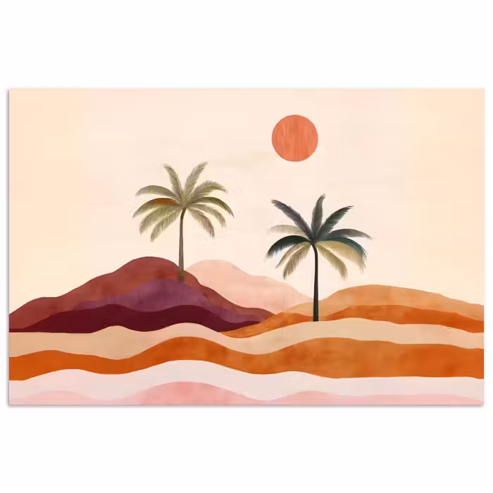 Poster - Palmbomen - Abstract - Zon - Heuvels