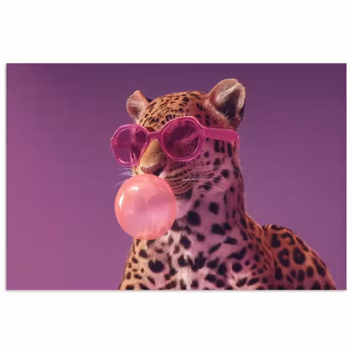 Poster - Panter - Zonnebril - Kauwgombel - Roze