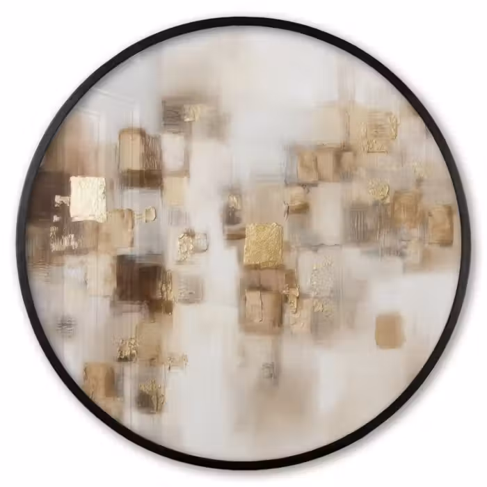 Ronde fotolijst - Abstracte vierkanten - Aardetonen - Mistig