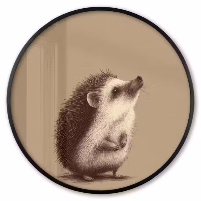 Ronde fotolijst - Egel - Snuitje - Bruin - Stekels
