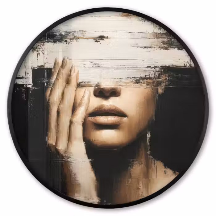Ronde fotolijst - Hand - Gezicht - Strepen - Abstract