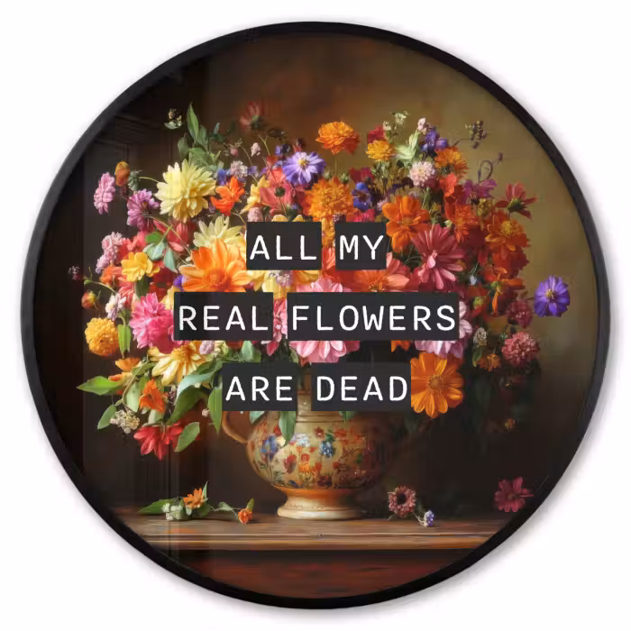 Ronde fotolijst - Kleur - Bloemen - Vintage - Bloemenvaas