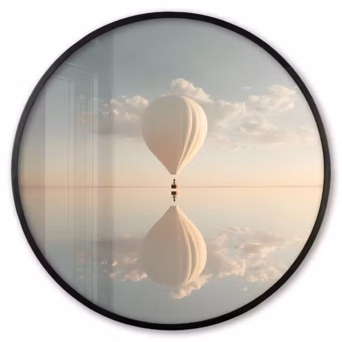 Ronde fotolijst - Luchtballon - Wolken - Water - Blauw