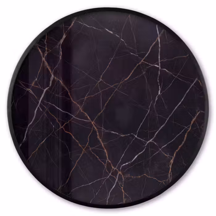 Ronde fotolijst - Natuursteen - Marmerpatroon - Abstract - Modern - Zwart - Goud