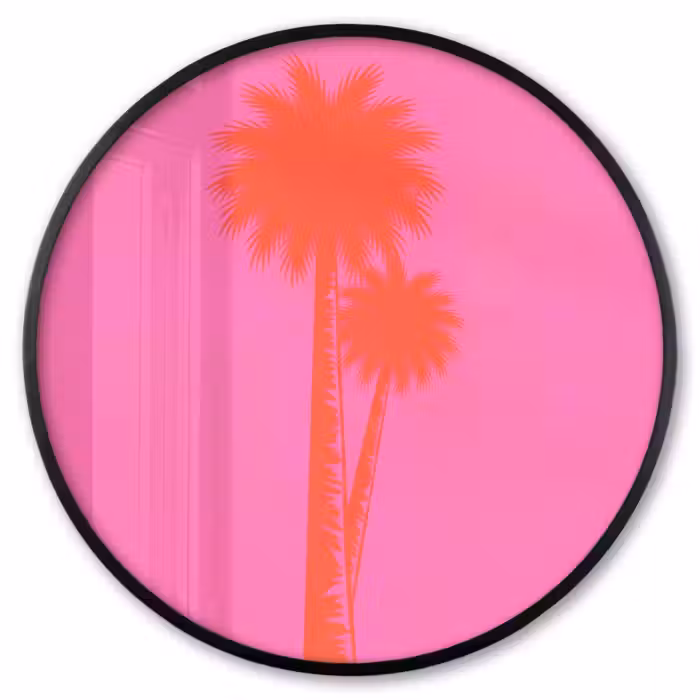 Ronde fotolijst - Palmbomen - Modern - Roze