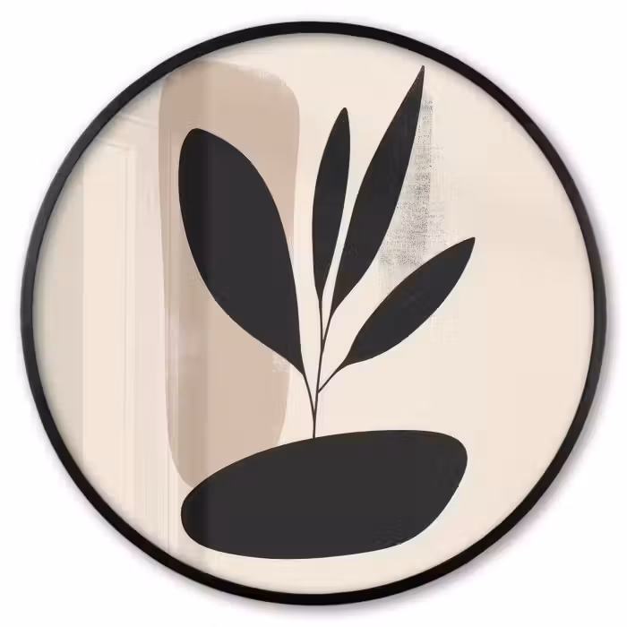 Ronde fotolijst - Plant - Beige - Japandi
