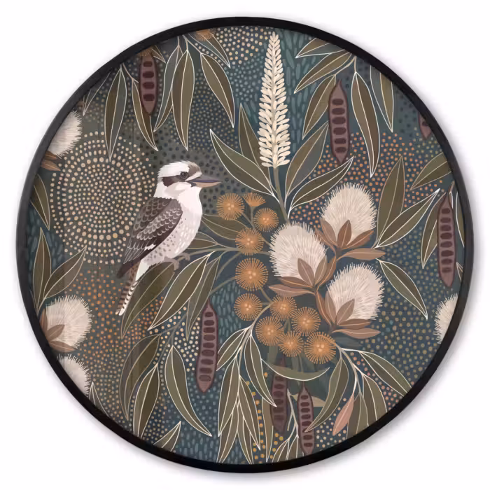 Ronde fotolijst - Vogel - Bladeren - Natuur - Illustratie - Groen