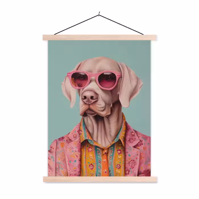 Schoolplaat - Hond - Overhemd - Bloemen - Bril