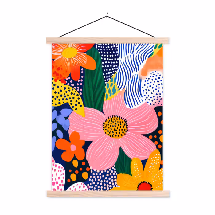 Schoolplaat - Kleurrijk - Bloemen - Abstract - Stippen