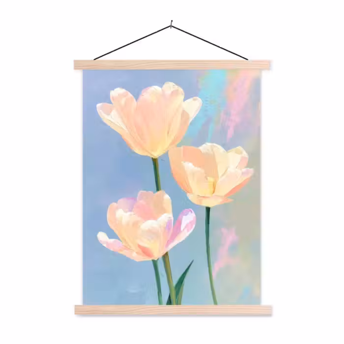 Schoolplaat - Tulpen - Roze accenten - Blauw