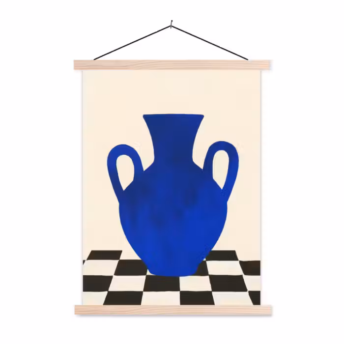 Schoolplaat - Vaas - Blauw - Geblokt - Modern