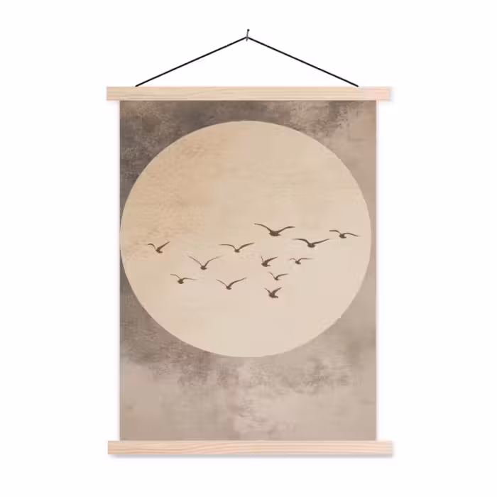 Schoolplaat - Vogel - Beige - Japandi