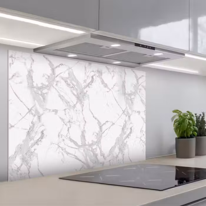 Spatscherm keuken - Marmer - Zuiver - Grijs - Aders