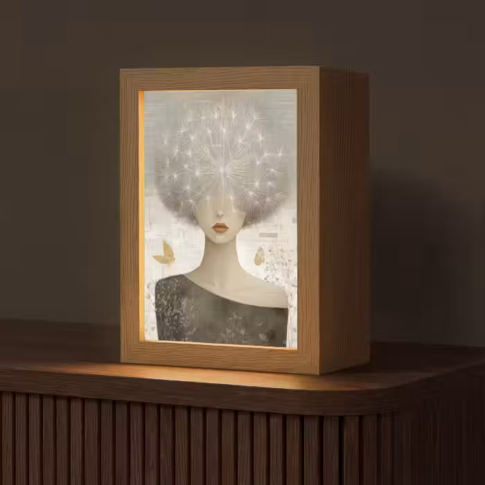 Tafellamp - Pluis - Vrouw - Beige