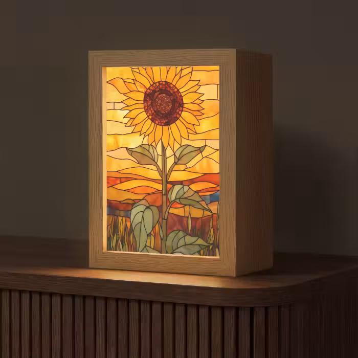 Tafellamp - Zonnebloem - Mozaïek - Zonsondergang - Geel