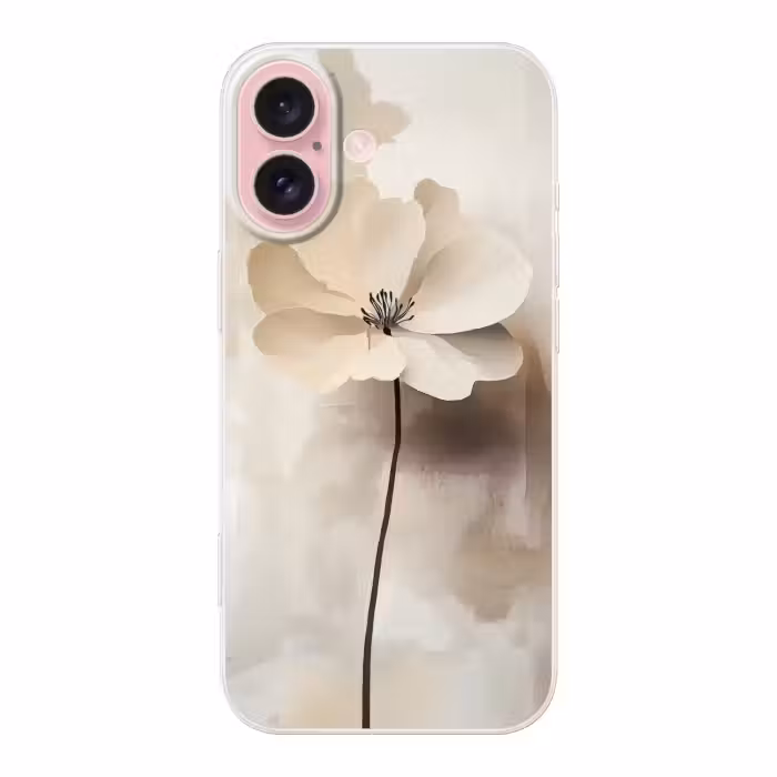 Telefoonhoesje - Bloem - Beige - Verf - Schaduw